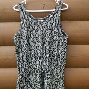 Lou & Grey Womens Dress Size M Black India Print Drawstring Waist Pockets